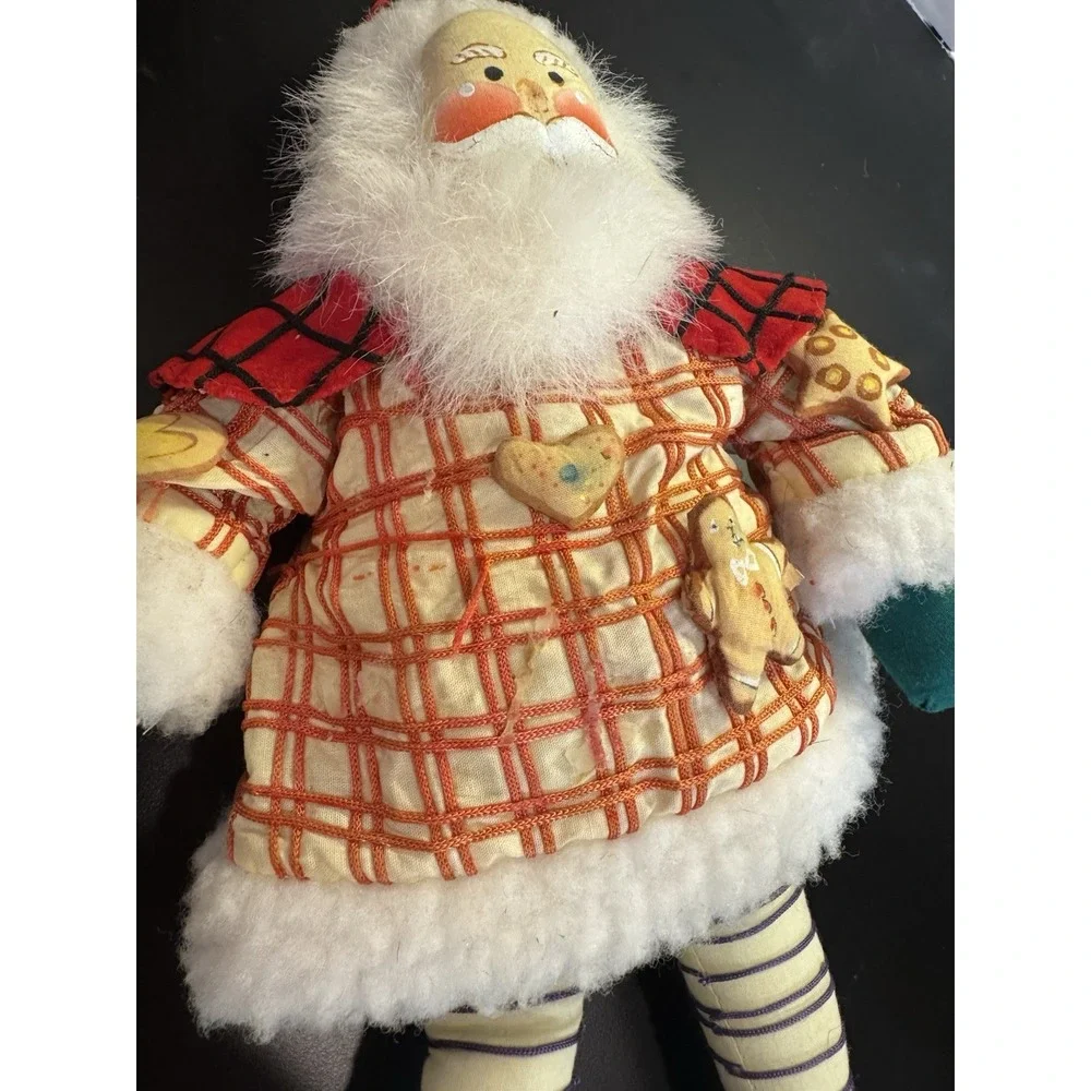 Vintage Painted Face‎ Fabric Elf Santa Posable Shelf Sitter  17
